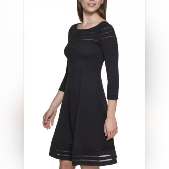 NWT Pull Over Black Sweater Dress Stretch Ribbed Design Women's Size XL - Picture 1 of 11